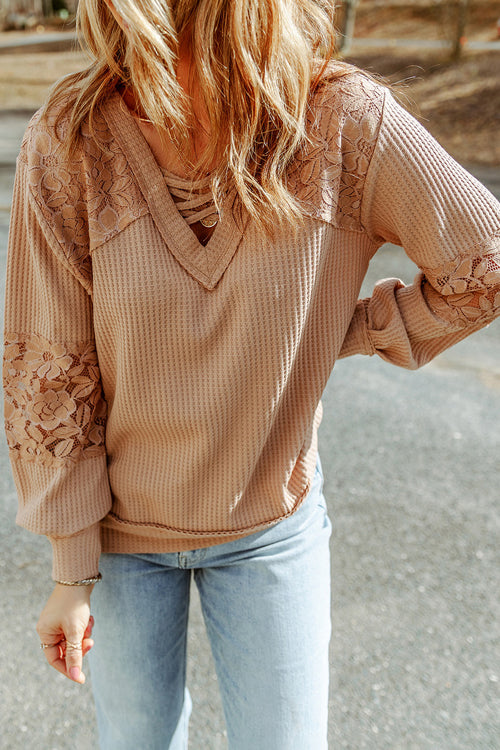 Style Update Lace Long Sleeve Knit Top - 2 Colors