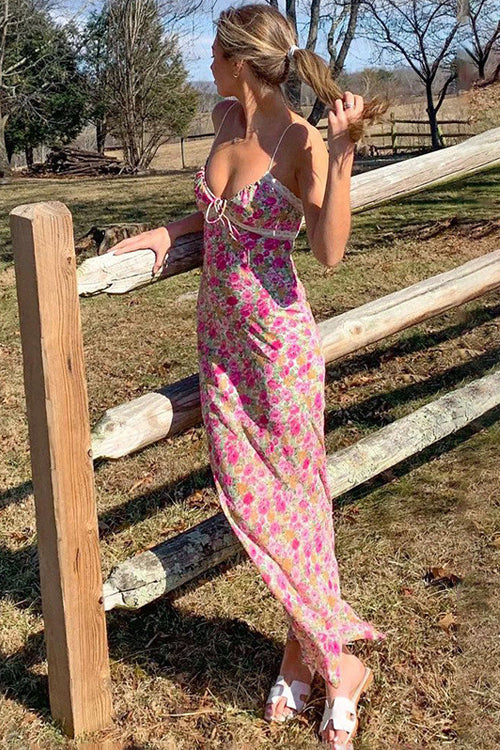 Wonderfully Refined Floral Print Lace Maxi Dress