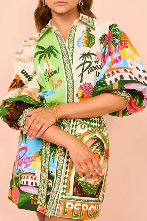 In My Dreams Tropic Print Mini Dress