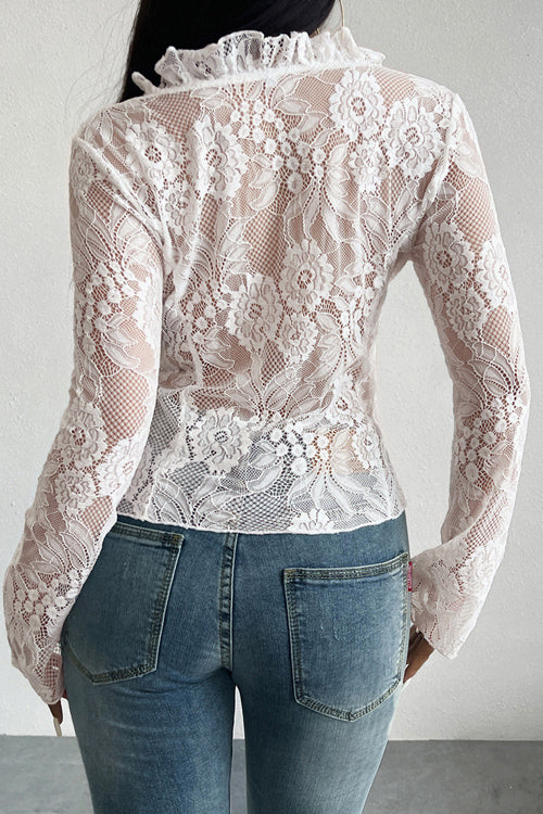 Midnight Romance Lace Long Sleeve Top - 6 Colors