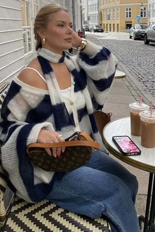 Campfire Cozy Striped Sweater with Scarf