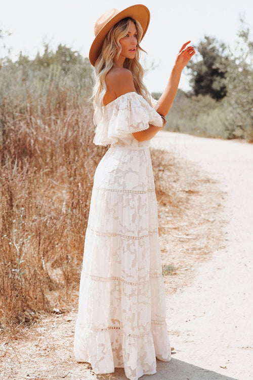 Absolutely Stunning White Lace Embroidered Maxi Dress