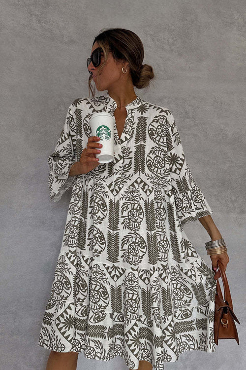 Admirably Chic Print Long Sleeve Mini Dress - 2 Colors