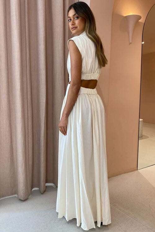 Share Your Happiness Cut-out White Maxi Dress