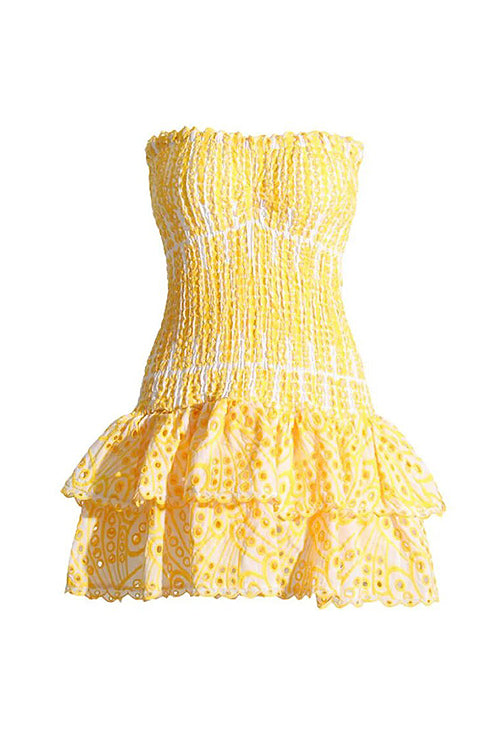 Sweet Like You Pleated Mini Dress - Yellow