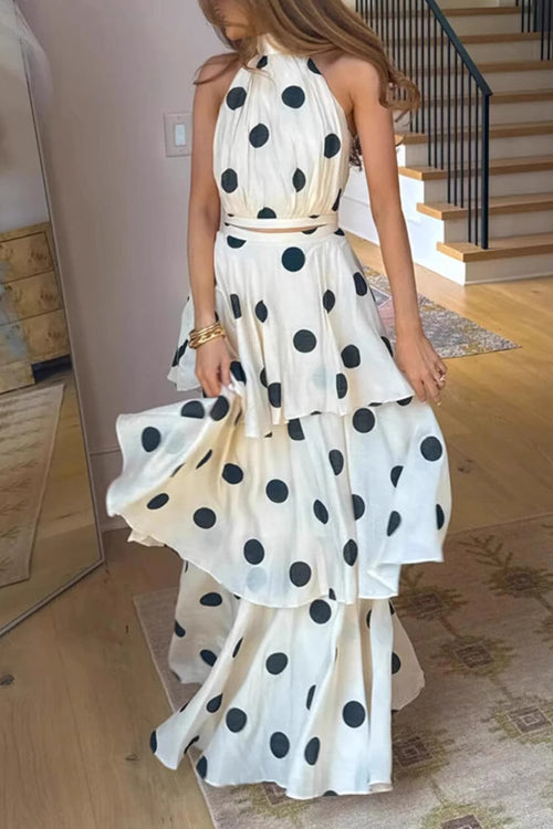 Morning in Mallorca Polka Dot Sleeveless Maxi Dress