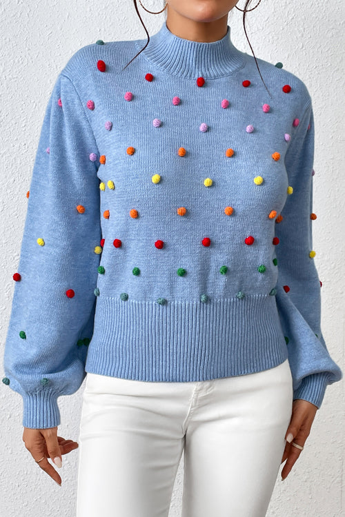 Endlessly Cozy Colorful Dots Long Sleeve Sweater - 5 Colors