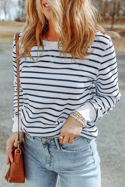 What A Day Striped Long Sleeve Top