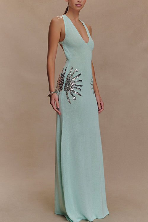 Get in the Groove Backless Sequin Knit Dress - 2 Colors