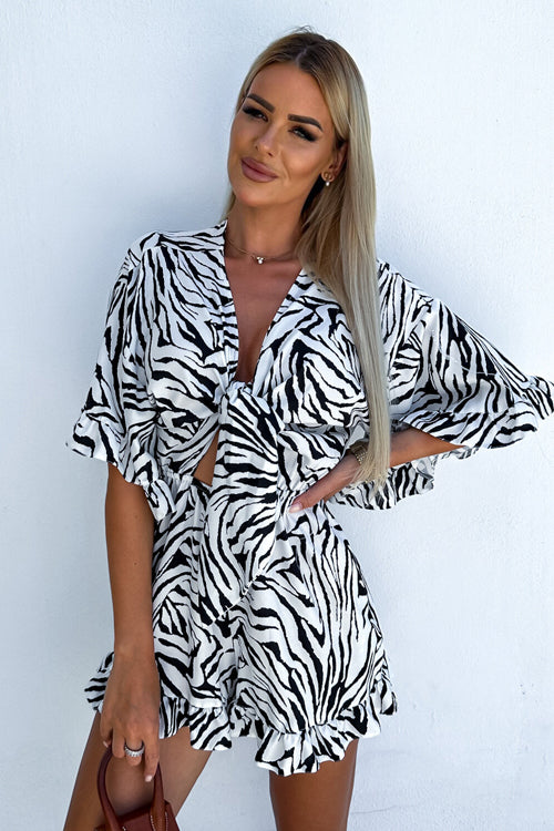 Love In The Air Printed Tie-Front Romper - 3 Colors