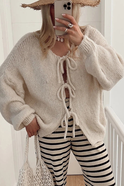 Uniquely Cozy Tie-Front Knit Cardigan Sweater - 4 Colors