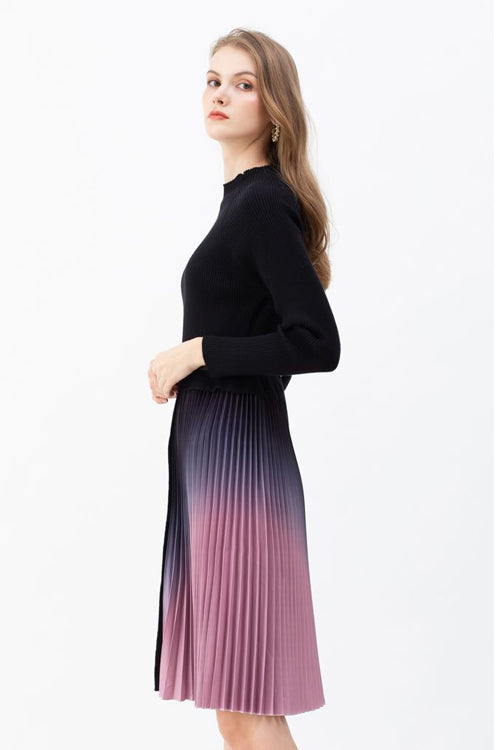 Romance That Wows Pleated Belted Knit Dress