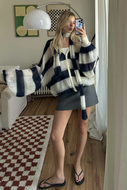 Campfire Cozy Striped Sweater with Scarf