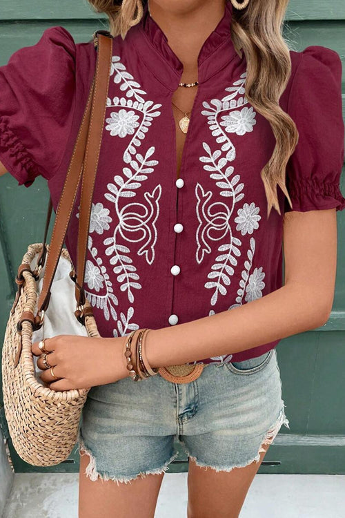 Sweet Fave Embroidered Short Sleeve Top