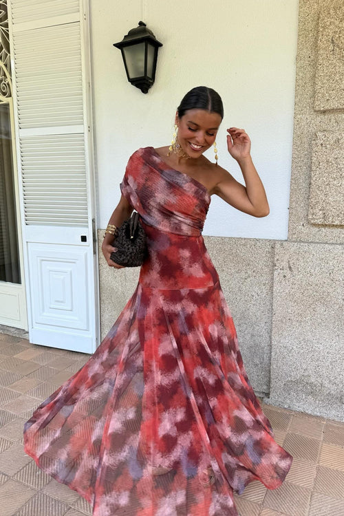 Keep Glowing Wrap Shoulder Print Maxi Dress - 2 Colors