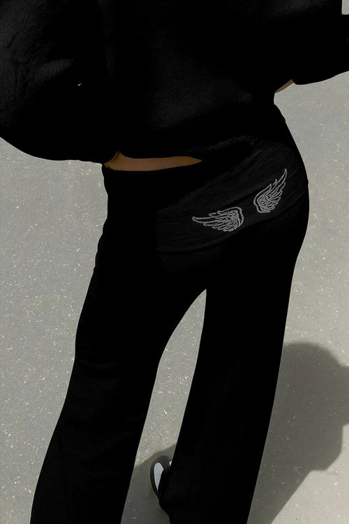 Casual Energy Sequin Wing Graphic Relaxed Hoodie