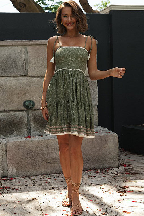 Unstoppable Stunner Olive Tassel Mini Dress