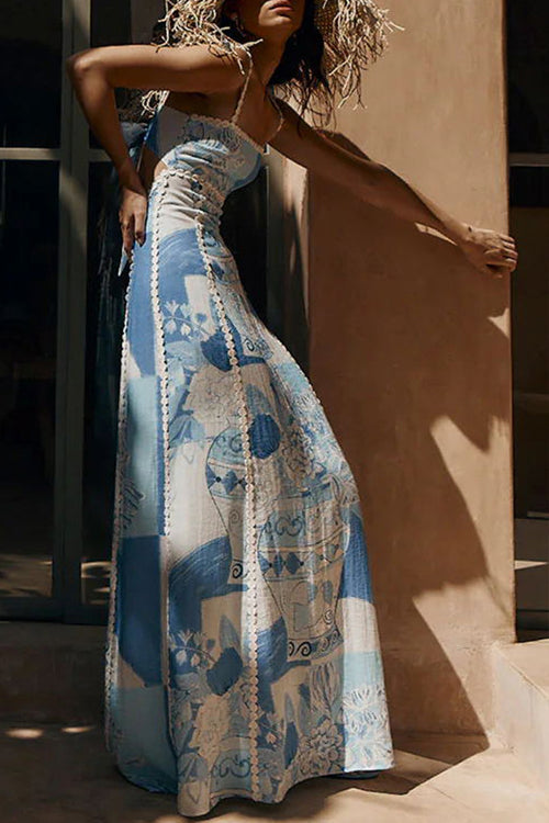 This Make Sense Blue Print Maxi Dress