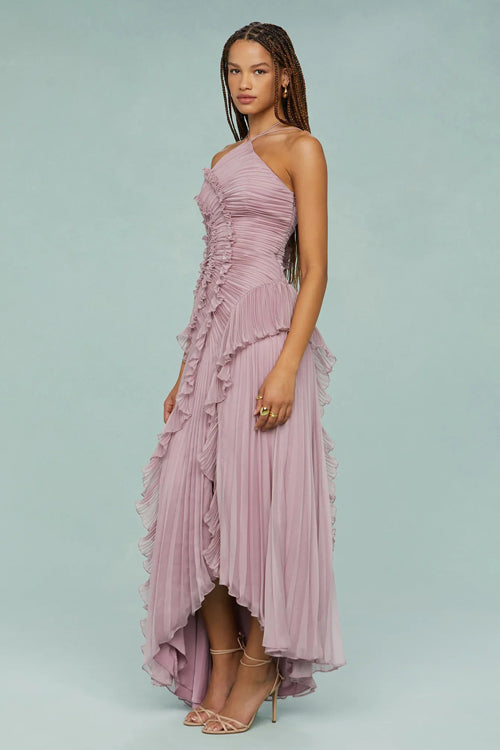 Heavenly Hues Halter Neck Pleated Maxi Dress