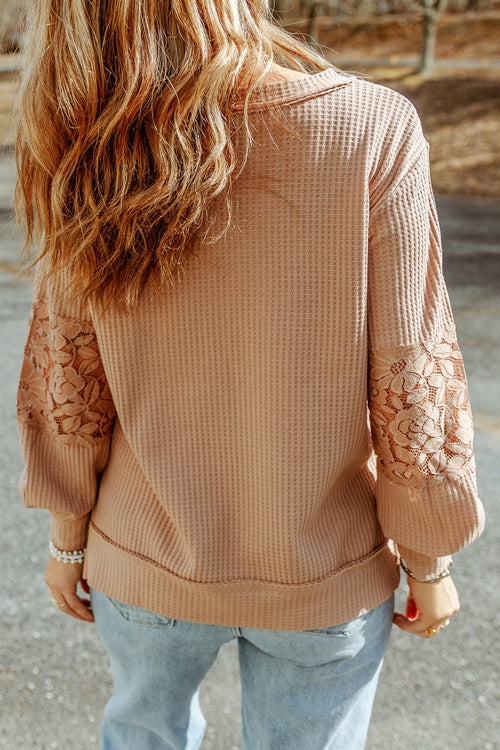 Style Update Lace Long Sleeve Knit Top - 2 Colors