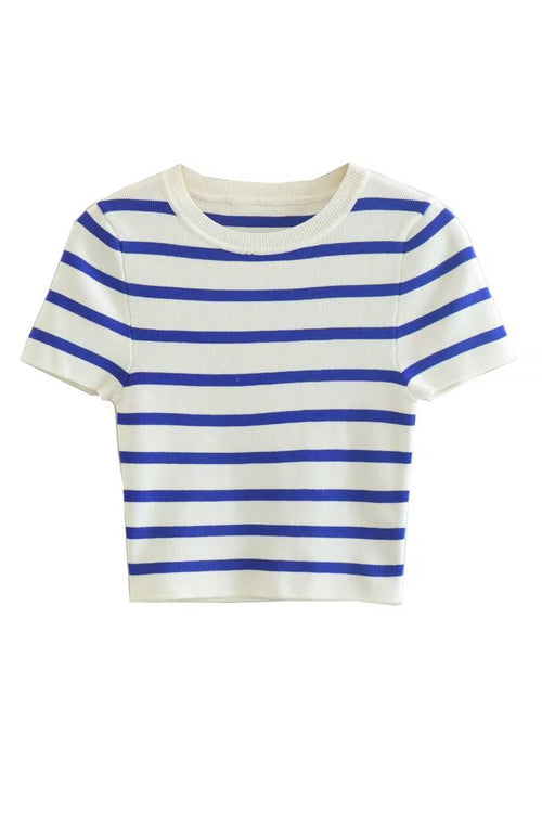 Cool Girl Essence Striped Short Sleeve Knit Top - 2 Colors