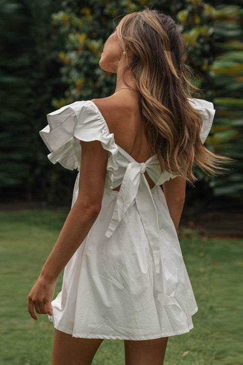 white ruffle sleeve dress The Sophie in 12 / White this dress is begging for some strappy nude heels Send You Love White Ruffle