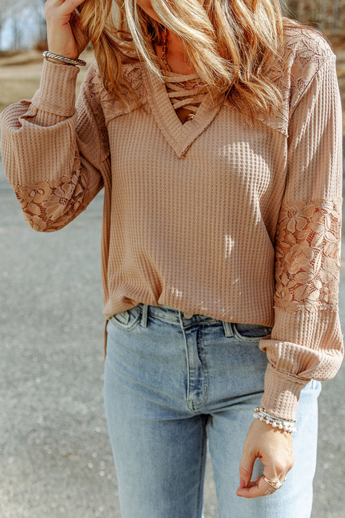 Style Update Lace Long Sleeve Knit Top - 2 Colors