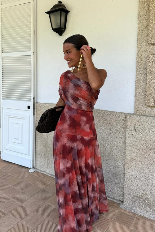 Keep Glowing Wrap Shoulder Print Maxi Dress - 2 Colors