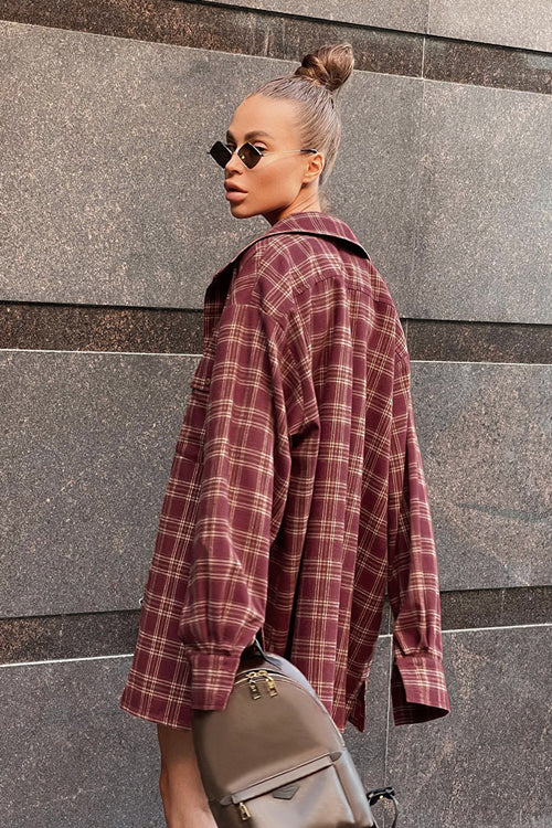 Chic Marvel Plaid Long Sleeve Top