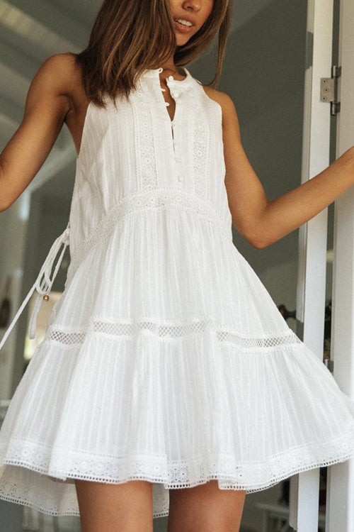 Sweet Nature White Lace Babydoll Mini Dress