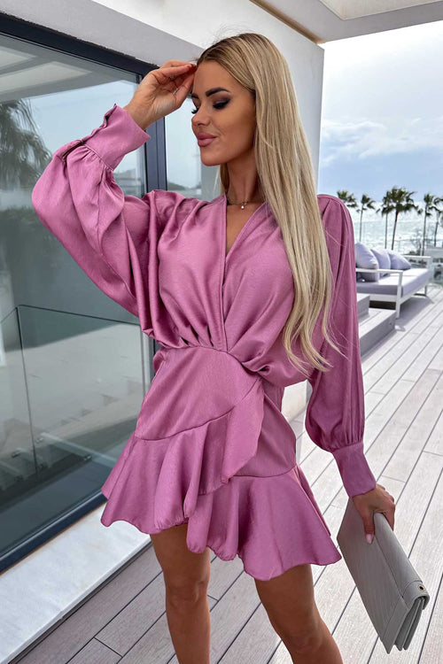 Love Swept OL Wrap Long Sleeve Mini Dress - 4 Colors