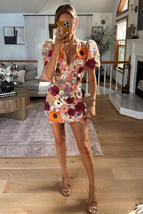 Follow the Summer 3D Floral Embroidered Mini Dress - 3 Colors