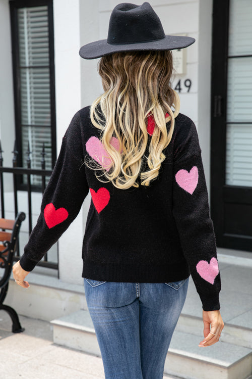 Just Believe Heart Long Sleeve Knit Sweater - 2 Colors
