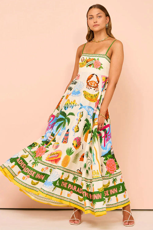 Share Your Happiness Print Maxi Dress - Palm