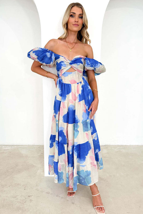 Clear Love Printed Puff Sleeve Maxi Dress - 5 Colors