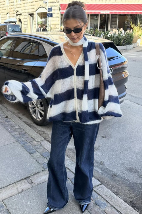 Campfire Cozy Striped Sweater with Scarf