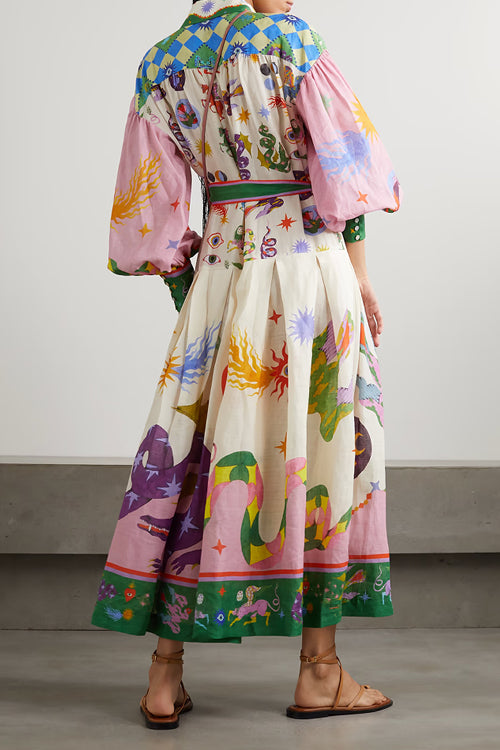 Blooming So Sweetly Boho Print Long Sleeve Maxi Dress