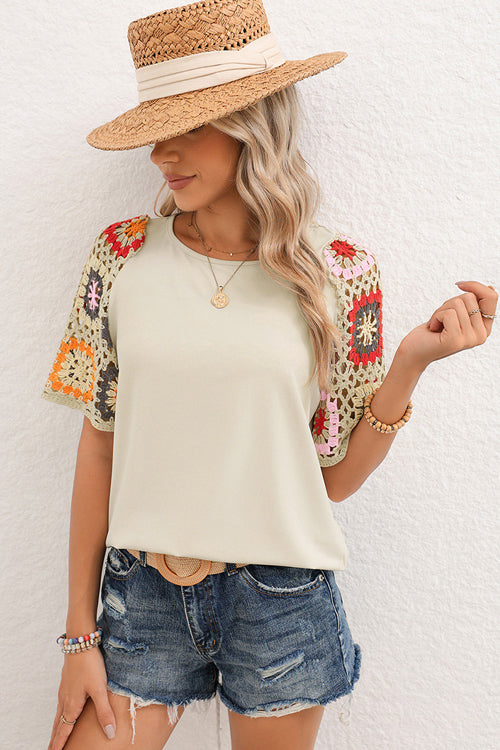 Free to Be You Crochet Boho Short Sleeve Top - 3 Colors