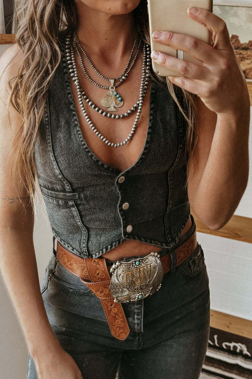 Desert Daze Denim Crop Tank Top - 3 Colors