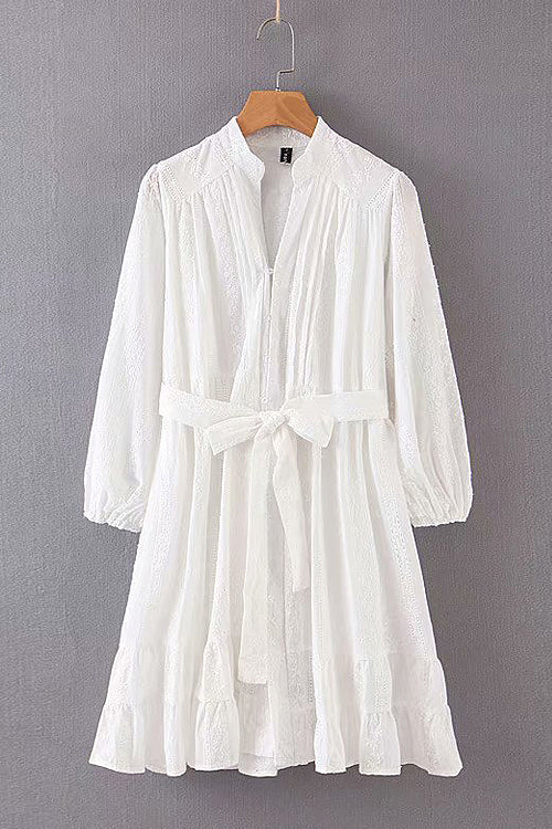 Adorable Darling White Crochet Lace Long Sleeve Mini Dress
