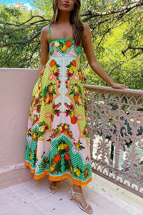 Share Your Happiness Print Maxi Dress - Passion Fruit