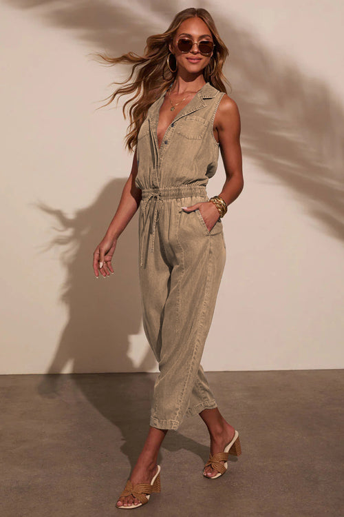 Breezy Sophistication Denim Sleeveless Jumpsuit - 4 Colors