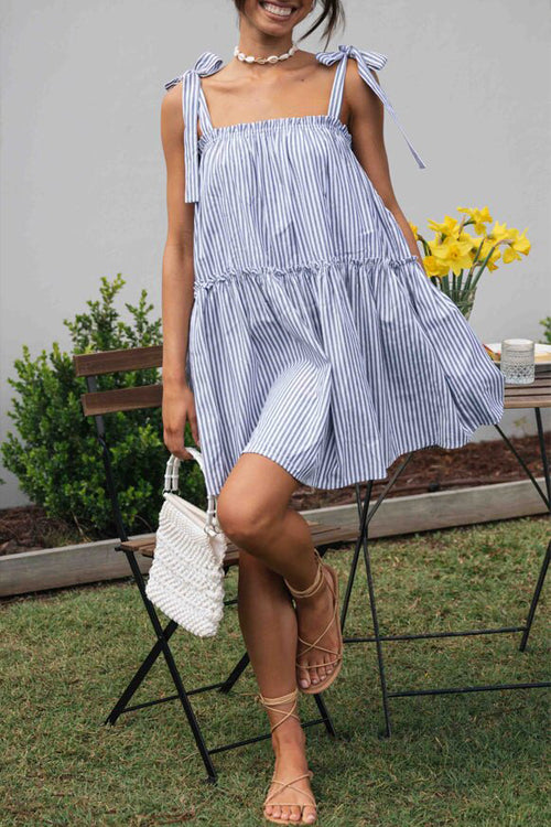 Off To The Country Striped Sleeveless Mini Dress