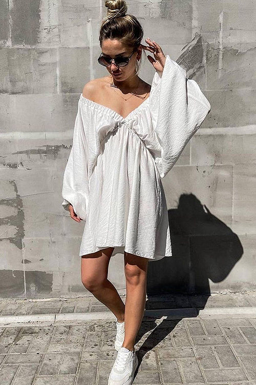 Feeling So Sweet V-neck Long Sleeve Mini Dress - 7 Colors