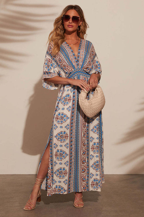 Mykonos Mood V-Neck Printed Maxi Dress - 3 Colors