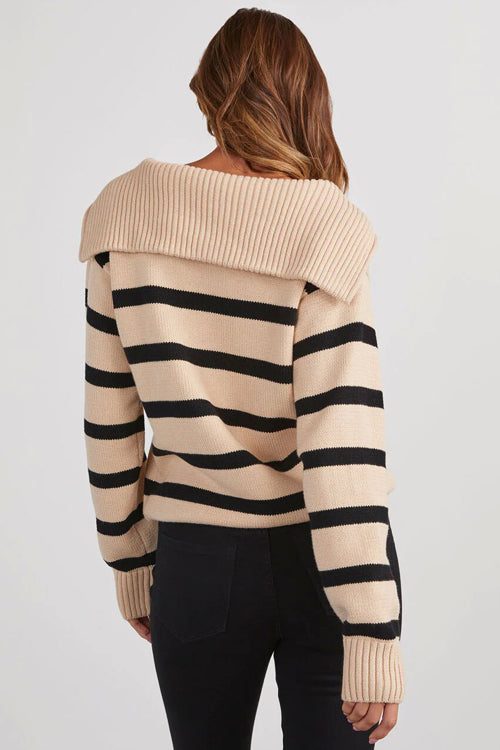 Perfectly You Stripe Long Sleeve Knit Sweater - 2 Colors