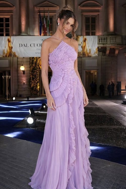 Heavenly Hues Halter Neck Pleated Maxi Dress
