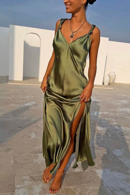Perfectly Flirtatious V-Neck Stain Maxi Dress - 3 Colors