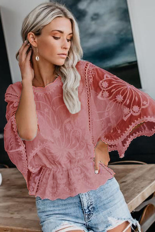 Better By The Day Lace Embroidery Short Sleeve Top - 5 Colors