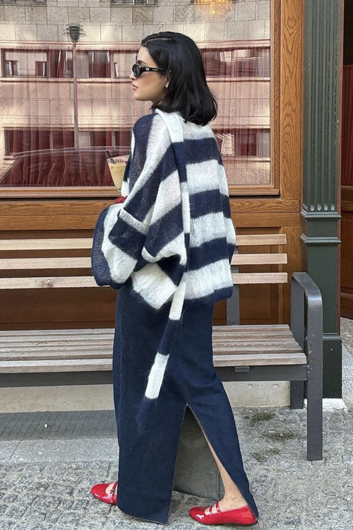 Campfire Cozy Striped Sweater with Scarf